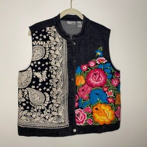 VTG Embroidered Denim Vest